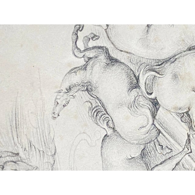 Academic Drawing of Miguel Angelo Scene, 19th-Century, Paper, Framed For Sale - Image 4 of 8