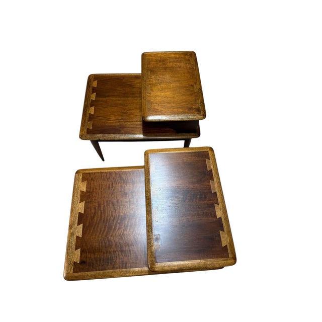 Wood Walnut Lane Acclaim Tiered End Tables Restored-a Pair For Sale - Image 7 of 12