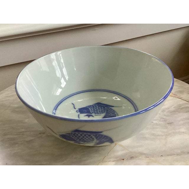 Chinoiserie Vintage Blue and White Chinese Bowl For Sale - Image 3 of 8