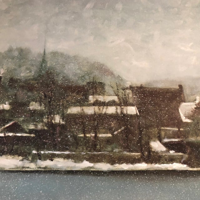 Original Bucks County Winter Lithograph Antony Michael Autorino “Rivers Edge” Lambertville For Sale In Philadelphia - Image 6 of 7