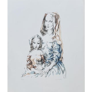 Léonard Tsuguharu Foujita, Woman and Child, 1964, Original Lithograph For Sale