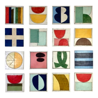 Encaustic Collage Installation by Gina Cochran - "Bigger Than Us" - 16 Panels For Sale