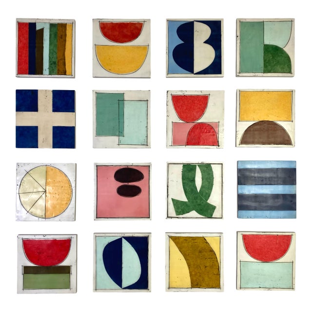 Encaustic Collage Installation by Gina Cochran - "Bigger Than Us" - 16 Panels For Sale