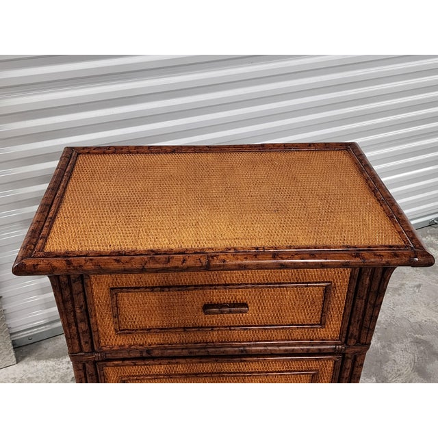 Vintage Late 20th Century Faux Bamboo & Rattan Chest of Drawers For Sale - Image 11 of 15