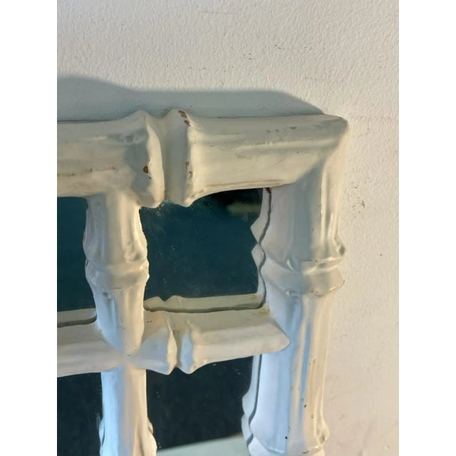 Glass 1980s White Faux Bamboo Mirror in the Manner of Serge Roche For Sale - Image 7 of 10