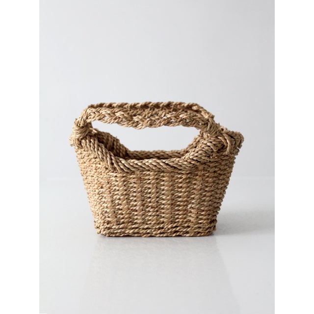 Late 20th Century Vintage Woven Basket With Handles For Sale - Image 5 of 13