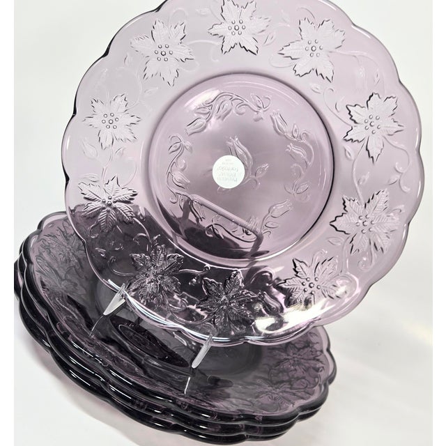 Amethyst Poinsettia Dessert/ Salad Plates- Set of Four For Sale - Image 4 of 11