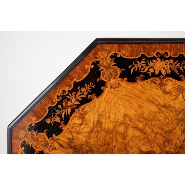 Wood Victorian Walnut Marquetry Inlay Baldock Centre Table For Sale - Image 7 of 11