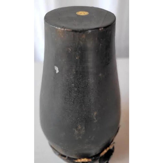 Vintage Rustic Metal Vase With Metal Painted Flowers For Sale - Image 9 of 10
