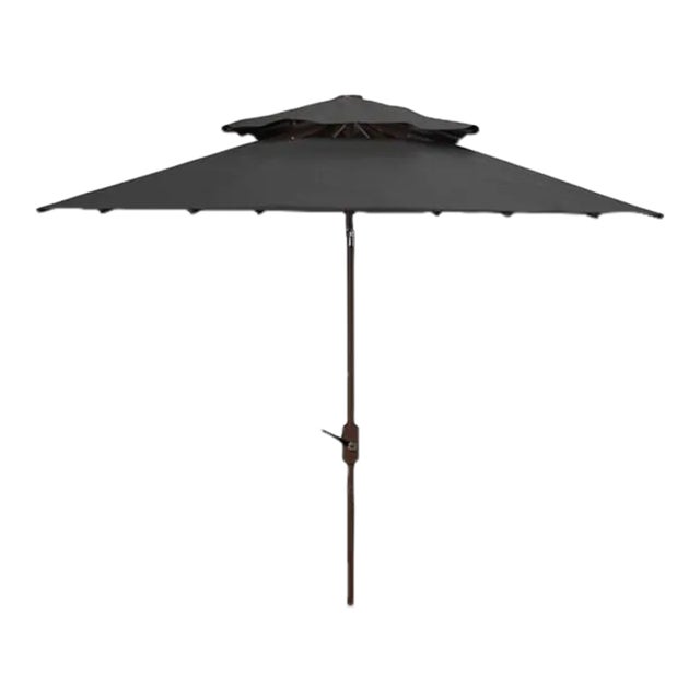Outdoor Lorenia 9ft Double Top Market Umbrella - Black For Sale