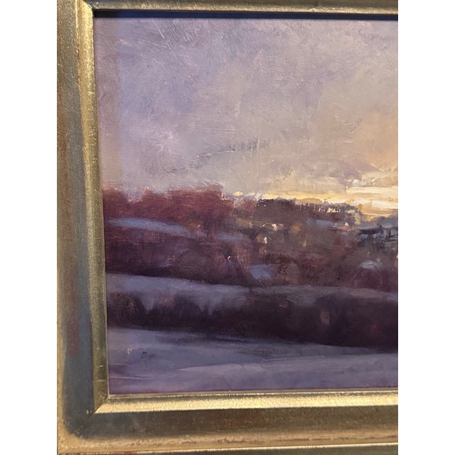 Impressionist 2007 Marty Poole Silver Framed Oil Painting on Artist Board December Lights For Sale - Image 3 of 7