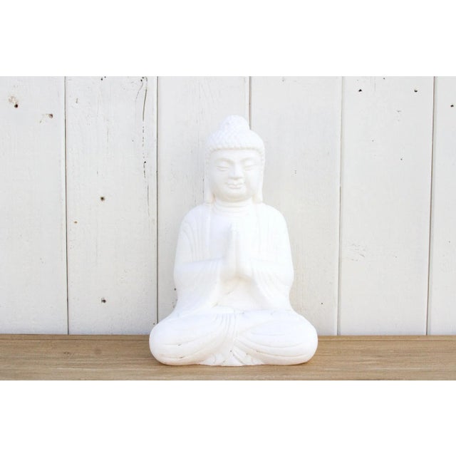 Asian Burmese White Marble Seated Buddha For Sale - Image 3 of 10