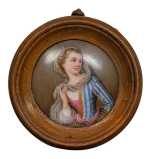 1890s Decorative Ceramic Porcelain Plaque of a Woman