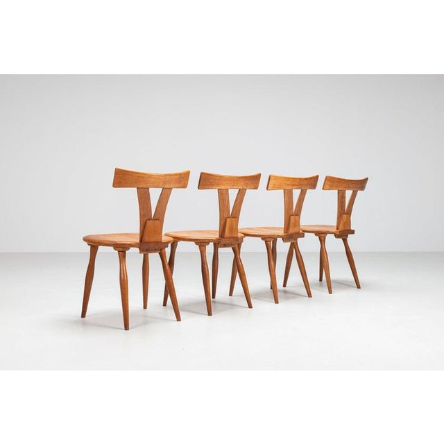1960s Vintage Scandinavian Dining Chairs in Oak, Sweden, 1960, Set of 4 For Sale - Image 5 of 14