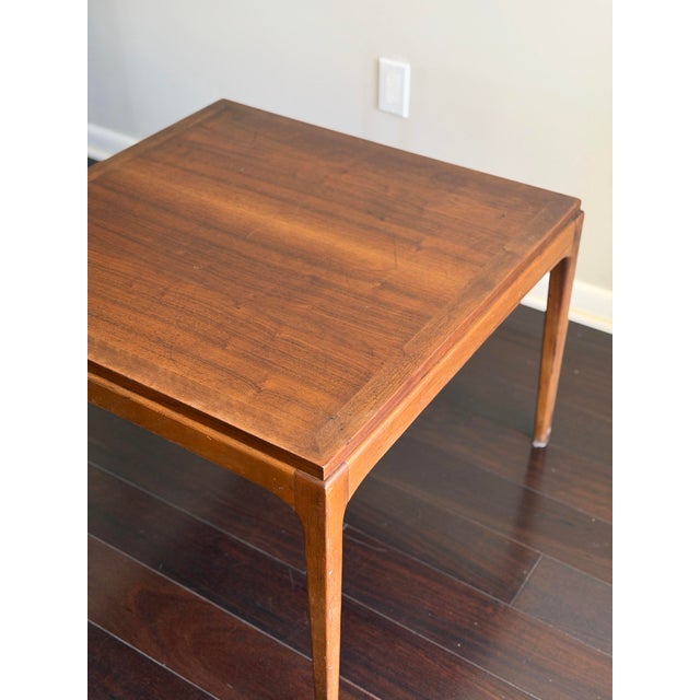 Vintage 1960s Lane Furniture Rhythm Walnut Occasional Table 997-06 — MCM Square Side End Table For Sale In Los Angeles - Image 6 of 12