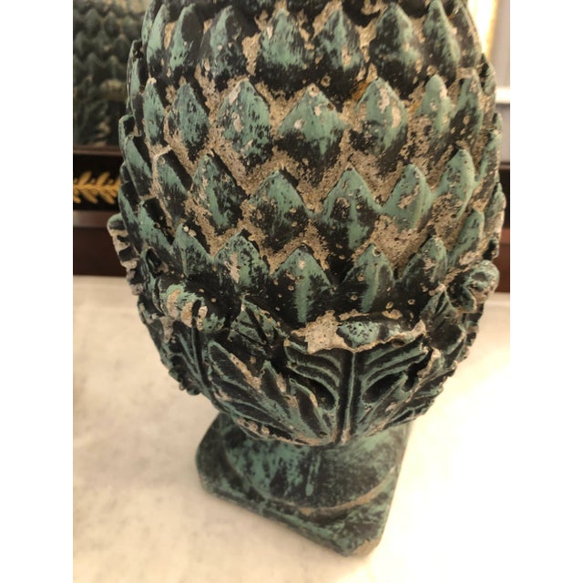 Vintage Pineapple Shaped Finial Sculptures -A Pair For Sale - Image 11 of 13