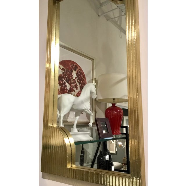 Contemporary Currey & Co. Modern Brass Foil Finished Wall Mirror For Sale - Image 3 of 6