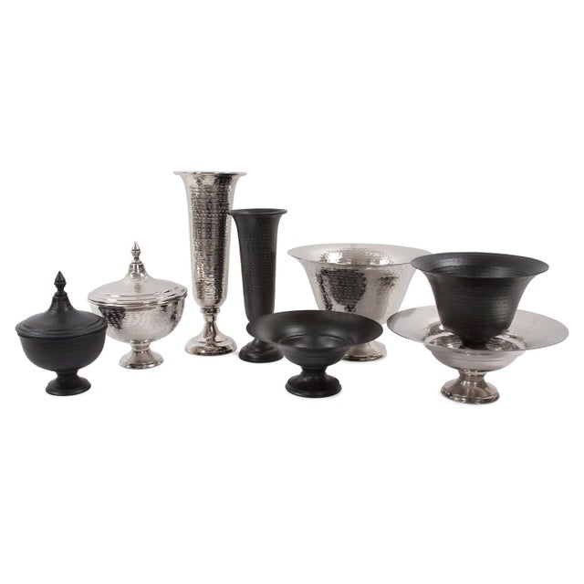 Metal Hammered Em Dash Tall Flared Trumpet Vase- Medium For Sale - Image 7 of 8