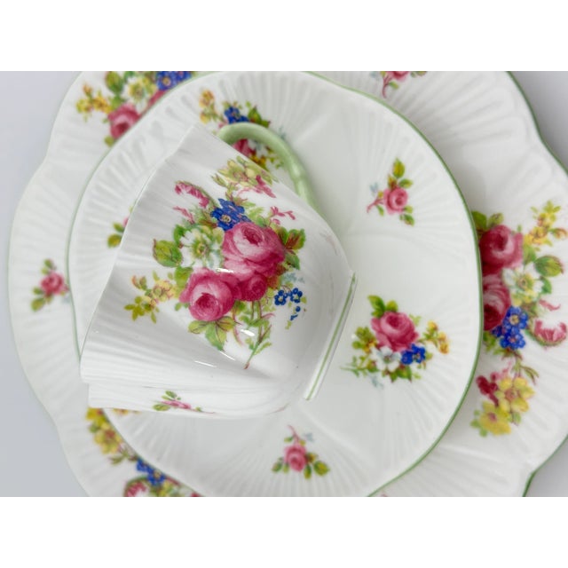 Ceramic Shelley Hulmes Rose Trio Dainty Shape, Vintage English Bone China 3 Piece Tea Set For Sale - Image 7 of 9