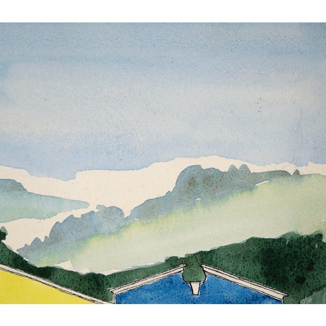 American Shops in Aptos Village, California - Mid Century Watercolor by Jon Blanchette For Sale - Image 3 of 8