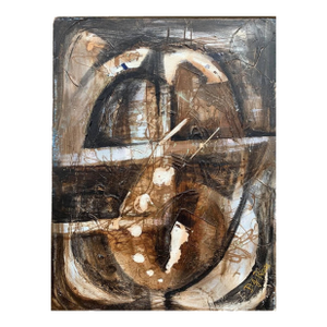 Late 20th Century Large Vintage Original Abstract Painting on Board, Signed D.G.Ribas