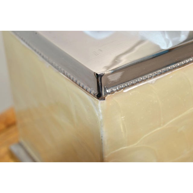 Vintage Capiz Shell Nickel Tissue Box Holder Boutique Box Tissue Paper Holder For Sale - Image 10 of 12