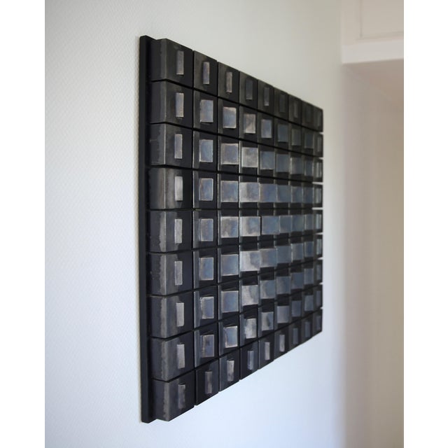 1970s French Artist, Op Art Wall Sculpture, 1970, Ceramic with Black Lacquer For Sale - Image 5 of 7