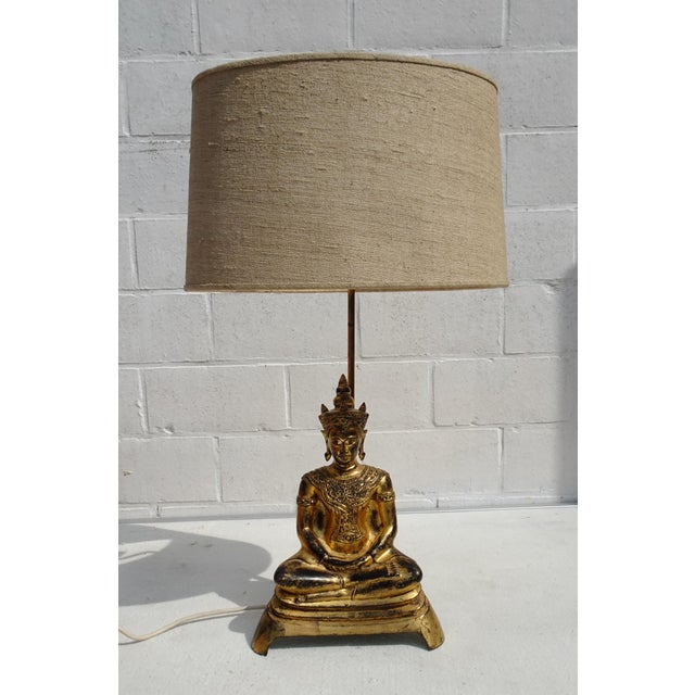 Ayutthaya Phra Chai Bronze Adjustable Gilded Table Lamp, 1960s For Sale - Image 12 of 18