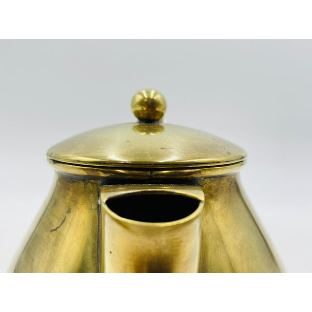 1950s Los Castillo Taxco Brass & Stone Inlaid Tea Set, Mexican Modernism - Set of 3 For Sale - Image 17 of 18