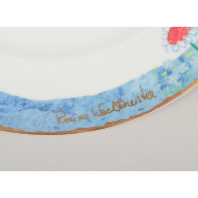 Blue Dinner Plates with Cat Motifs by Rosina Wachtmeister for Goebel, Germany, Set of 6 For Sale - Image 8 of 10