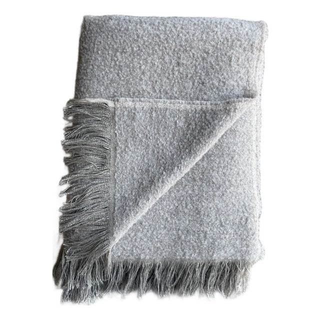 Beige Belgian Linen and Wool Throw For Sale
