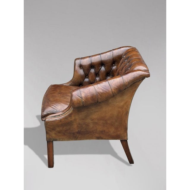 Brown Leather Club Armchair, 1880s For Sale - Image 4 of 11