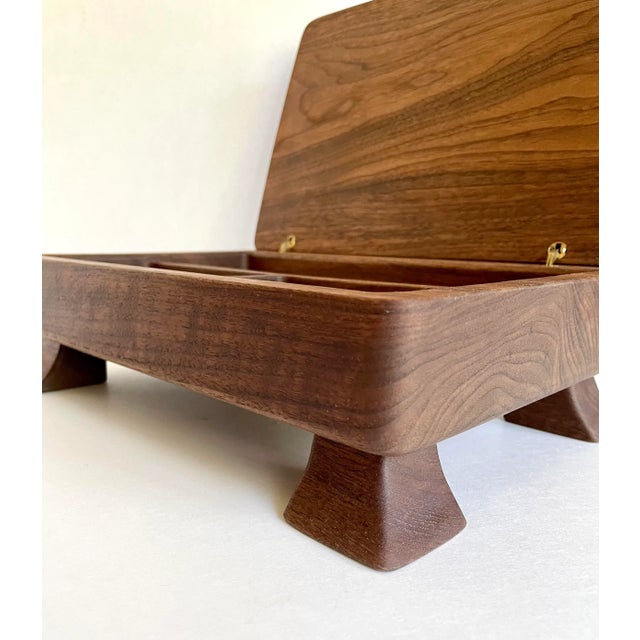 Mid 20th Century Hand-Made Signed Art Deco Wood Jewelry Accessory Box For Sale - Image 11 of 13