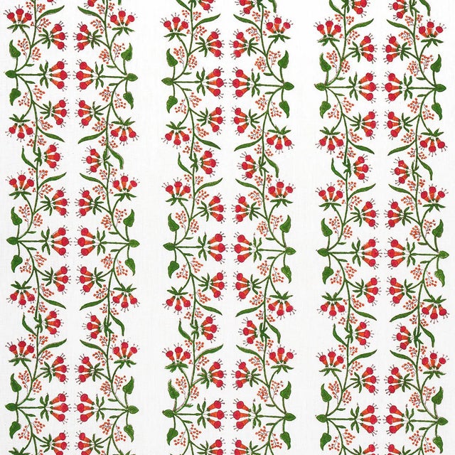 Sample - Schumacher x Marie-Anne Oudejans Himalaya Hand Block Print Fabric in Pink For Sale