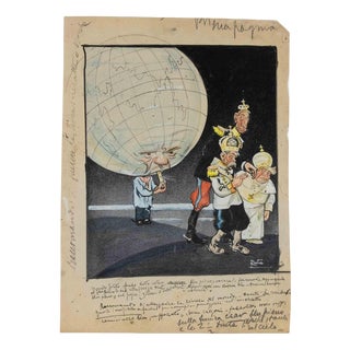 Gabriele Galantara, The Globe, Mixed Media, 1909 For Sale