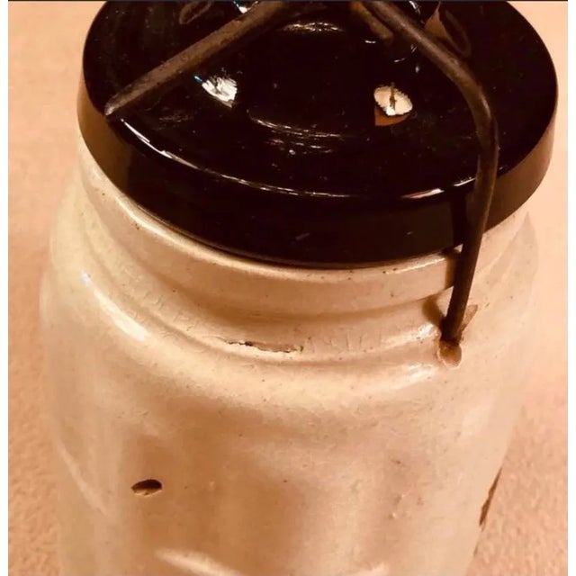 Antique American Glass Condiment Container With Glass Lid and Iron Latch Original Label Still Attached H J Heinz Co. Label Dated 1906 For Sale - Image 12 of 13