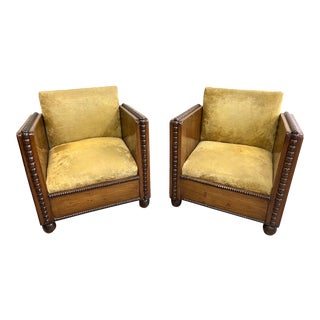 1930s Art Deco Club Chairs- a Pair For Sale