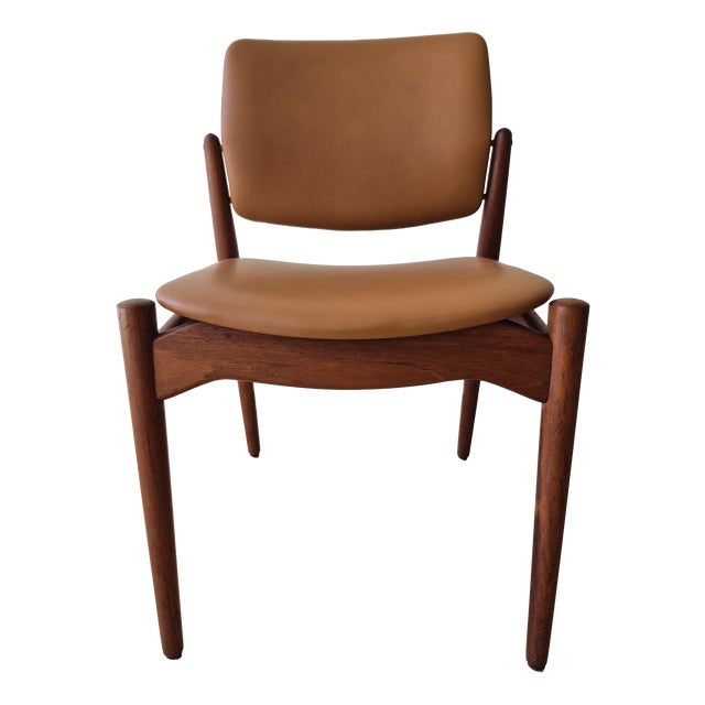 Captain Dining Chair in Teak and Cognac Italian Leather by Erik Buch for Ørum Møbelfabrik, Denmark, 1960s For Sale