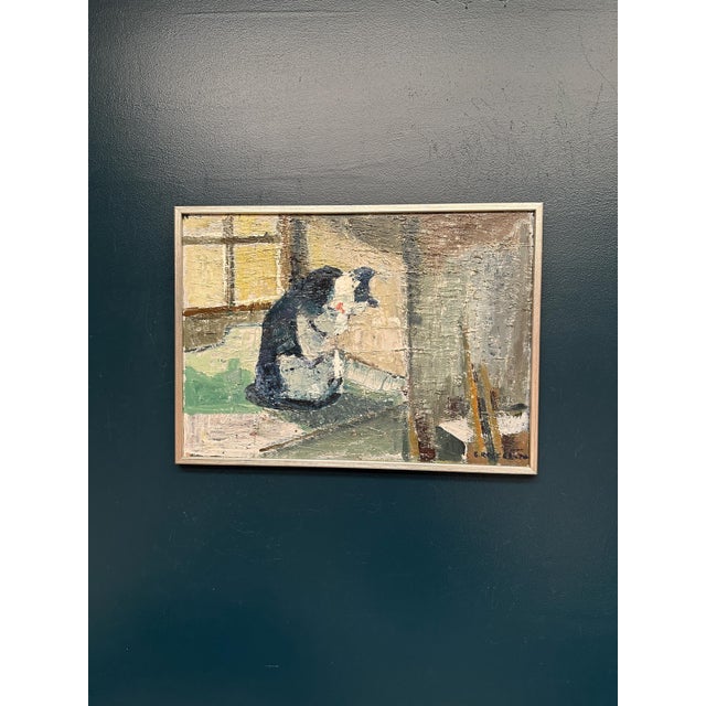 Stig Rosell, The Cat in the Window, 1950s, Oil on Canvas, Framed For Sale - Image 8 of 13