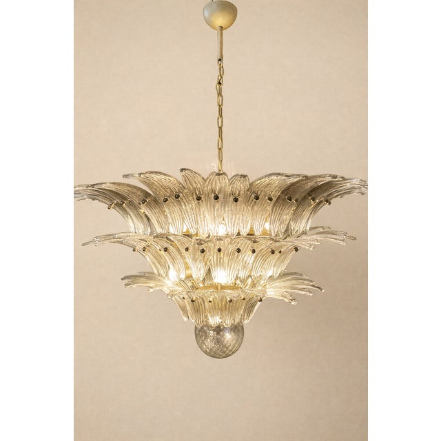 2020s Italian Palmette Ceiling Light | 3-Tier Murano Chandelier With 104 Smoked Glasses For Sale - Image 5 of 6