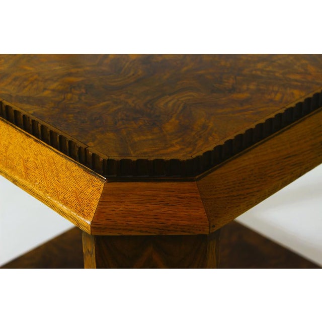 Art Deco French Side Table in Walnut Burl and Oak, 1925 For Sale - Image 13 of 14