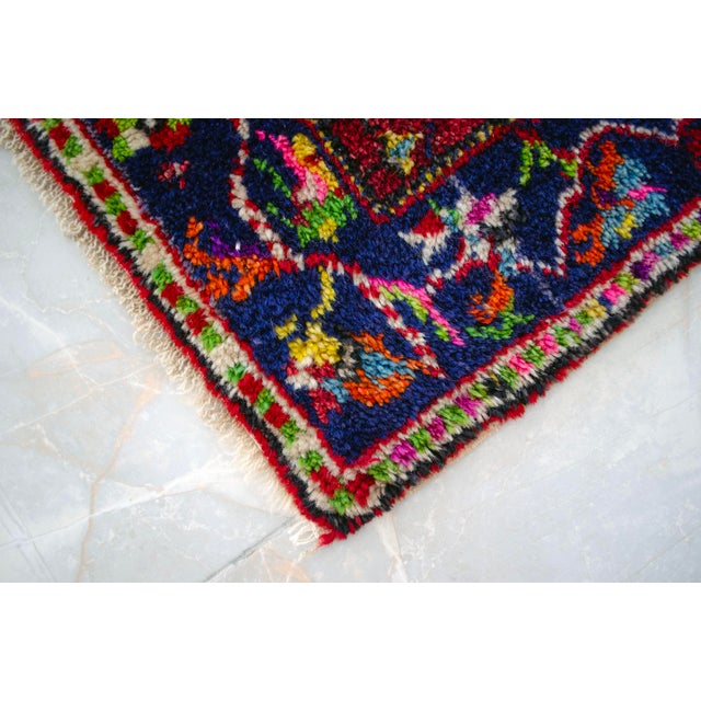 Vintage Hand-Knotted Turkish Rug Prayer Rug Ultra Soft Wool Rug Wall Decor Religious Tapestry 3x4 Ft Approx For Sale - Image 13 of 15