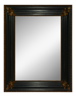 Large Ebonized Wood Wall Mirror with Gilded Details, Italy, Early 2000s