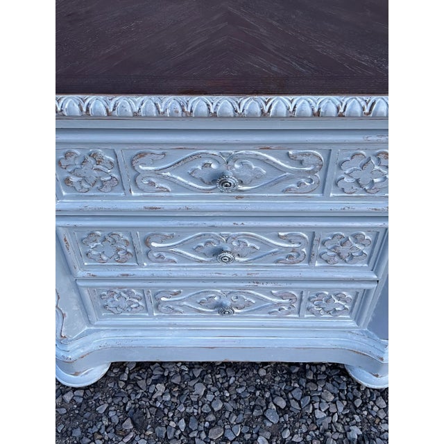 Bernhardt Bernhardt Oversized Rustic European Carved Nightstands - a Pair For Sale - Image 4 of 12