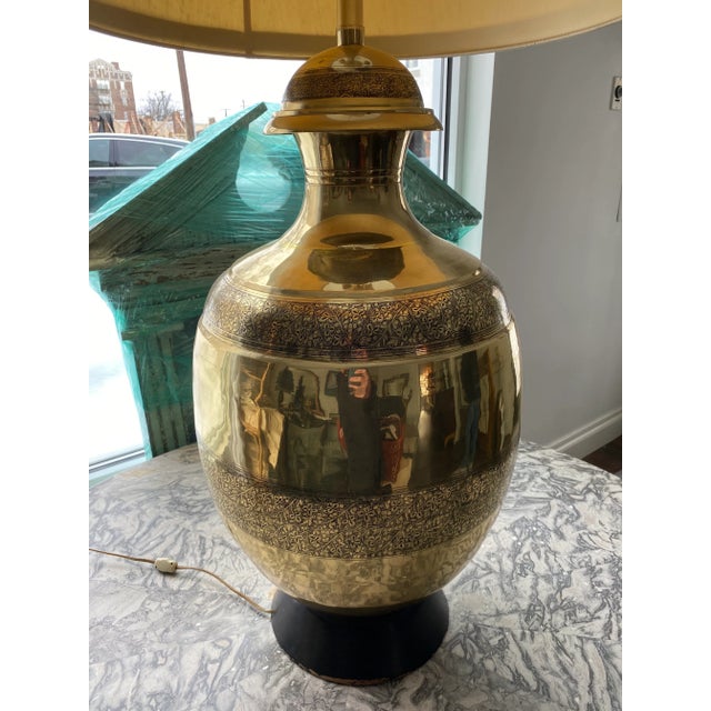 Mid-Century Modern Mid Century Marbro Etched Brass Lamp For Sale - Image 3 of 10