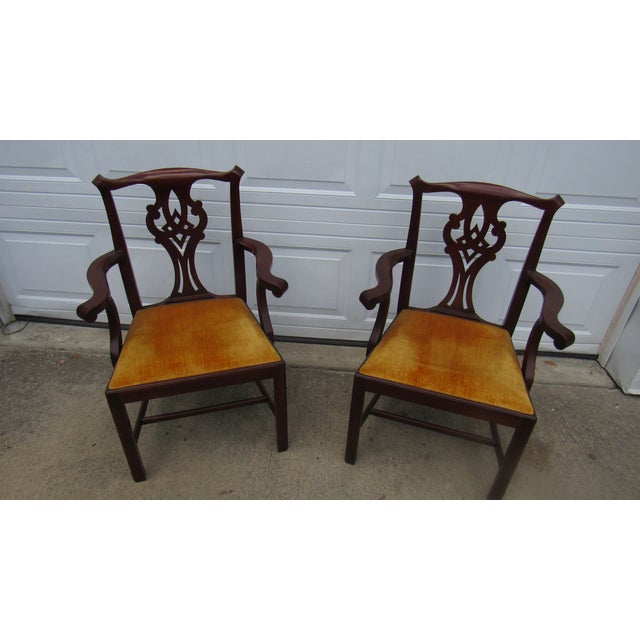 1980s Henkel Harris Mahogany Dining Room Chairs Chippendale For Sale - Image 10 of 10