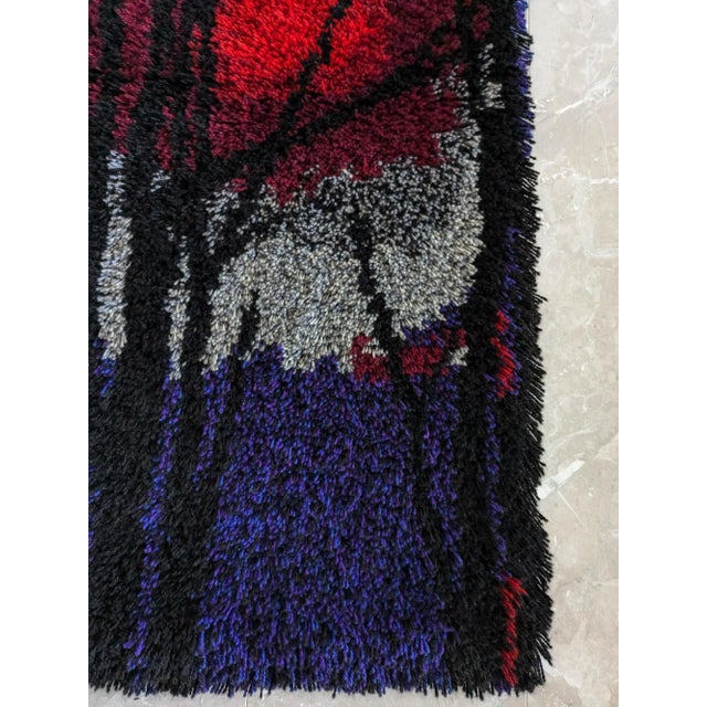 Black Mid-Century Tapestry Rya Wool Rug, 1960s For Sale - Image 8 of 11