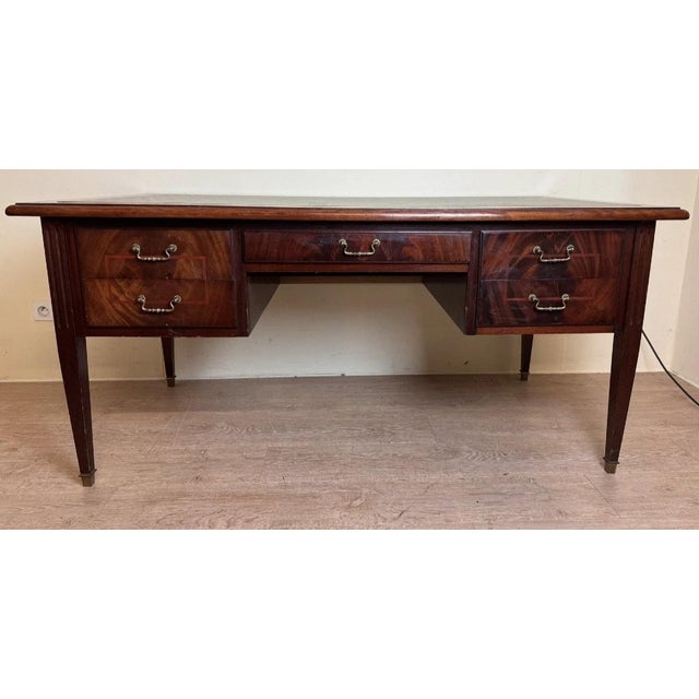 Louis XVI Style Ministers Desk in Mahogany For Sale - Image 5 of 5
