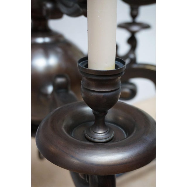 Metal Art Deco Patinated Bronze Chandelier, 1920s For Sale - Image 7 of 13