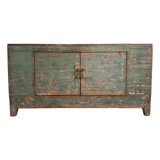 Antique Mongolian Teal Sideboard For Sale